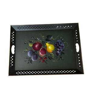 Nashco Hand Painted Tole Tray Signed